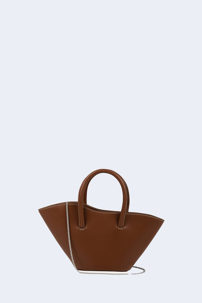 Chained Open Tulip Micro Tote in Light Brown – TENET