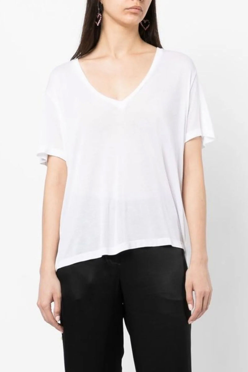 Intime Deep V-Neck Tee in White