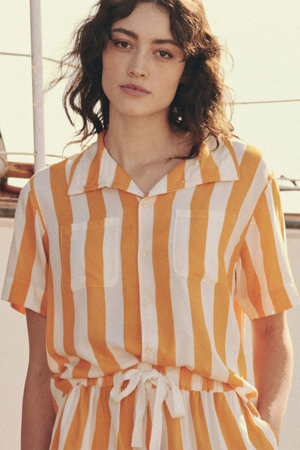 The Bowling Shirt in Mango Stripe