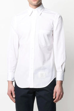 Classic Fit Shirt with RWB Grosgrain Placket Solid Poplin Shirt in White