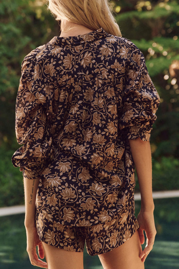 The Cove Shirt in Black Oasis Floral