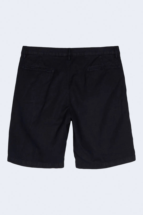 Vela Regular/Slim Fit Flat Front Cotton Linen Panama Shorts in Blu