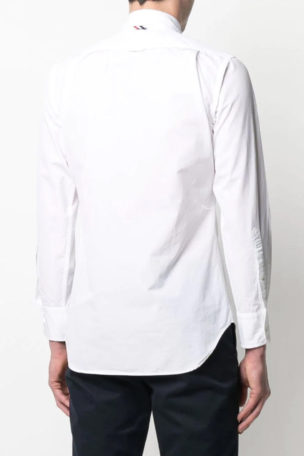 Classic Fit Shirt with RWB Grosgrain Placket Solid Poplin Shirt in White