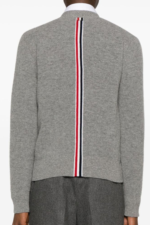 Washed Pique Stitch Crew Neck Pullover In Light Grey