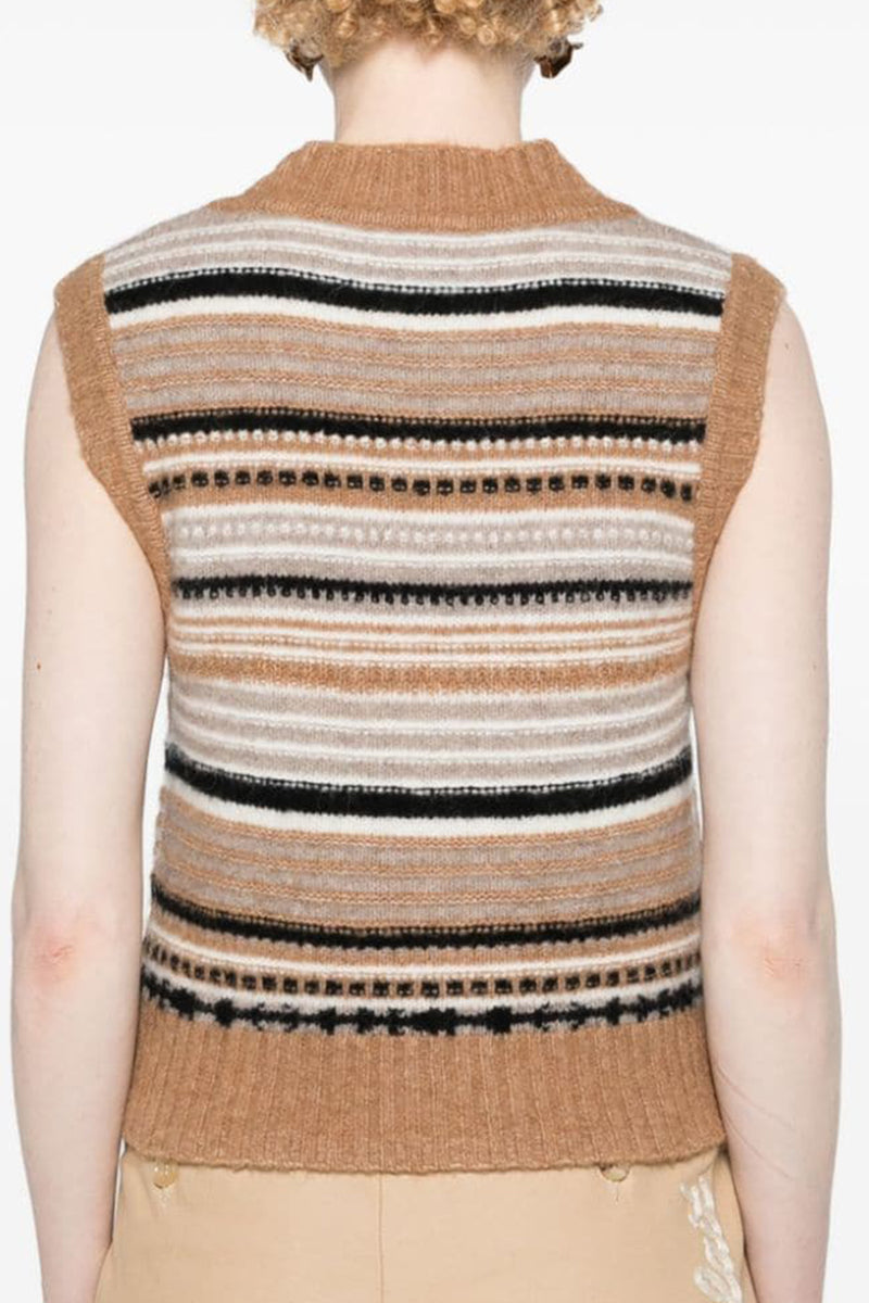 Soft Wool Stripe Vest in Tiger's Eye