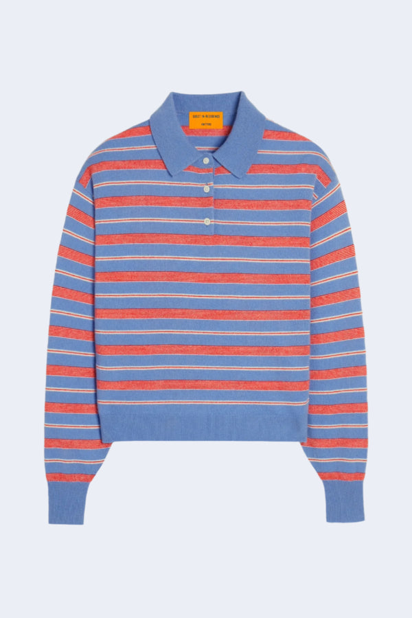 Collegiate Stripe Polo in French Blue Combo