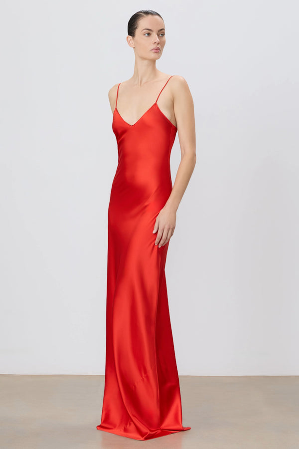 Mila Silk Maxi Dress in Poppy