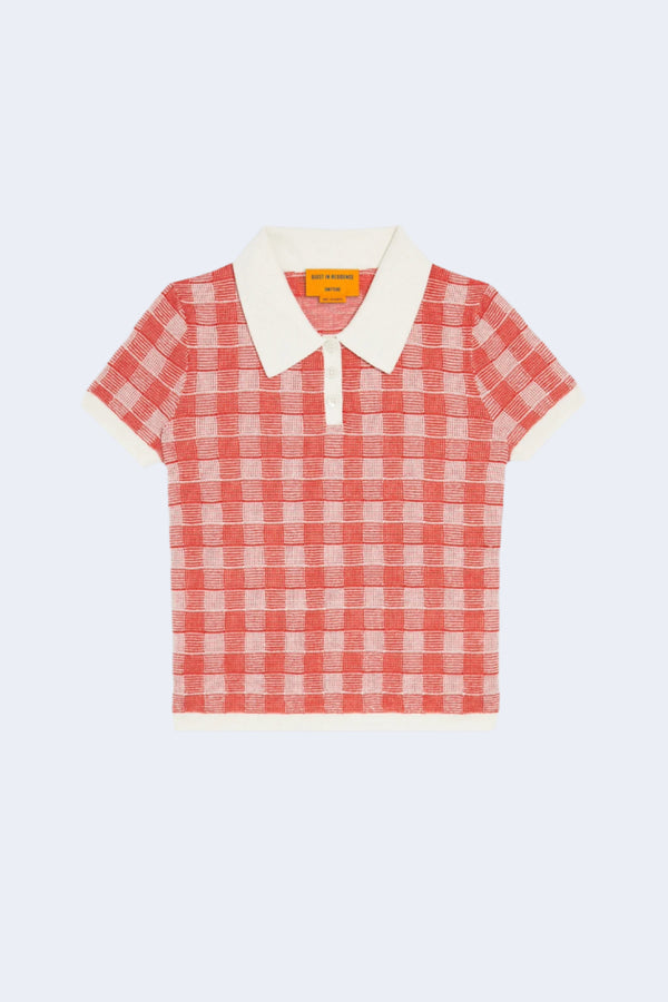 Gingham Shrunken Polo in Cherry Combo