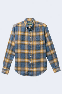 Long Sleeve Button Down Double Sided Brushed Melang in Blue