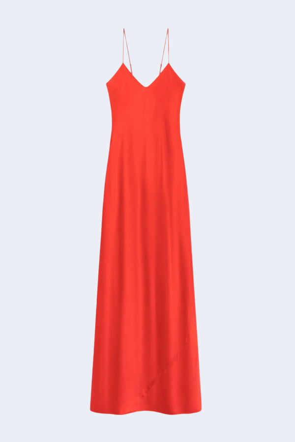 Mila Silk Maxi Dress in Poppy