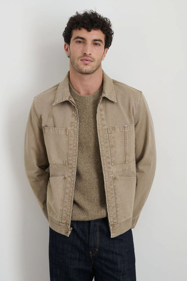 Men's Zip Chore Recycled Denim Jacket in Stoneware