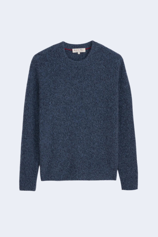 Jordan Cashmere Sweater in Marled Baltic