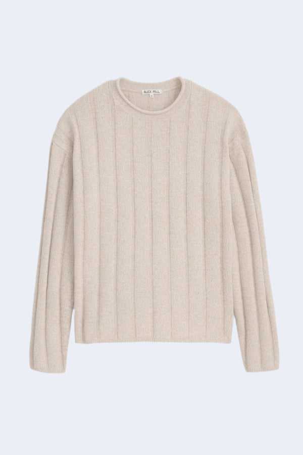 Men's James Roll Neck Cotton Linen Sweater in Marled Sand