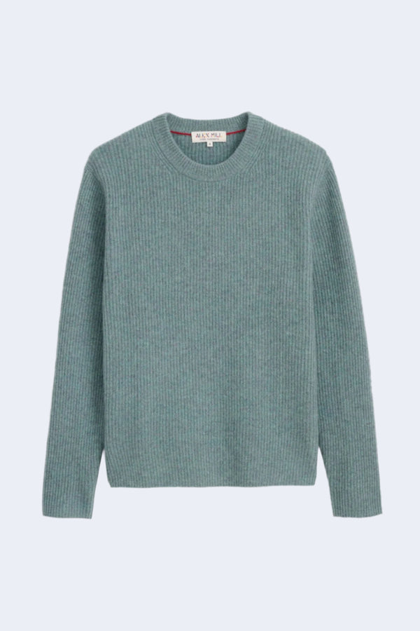 Jordan Cashmere Sweater in Heather Lagoon