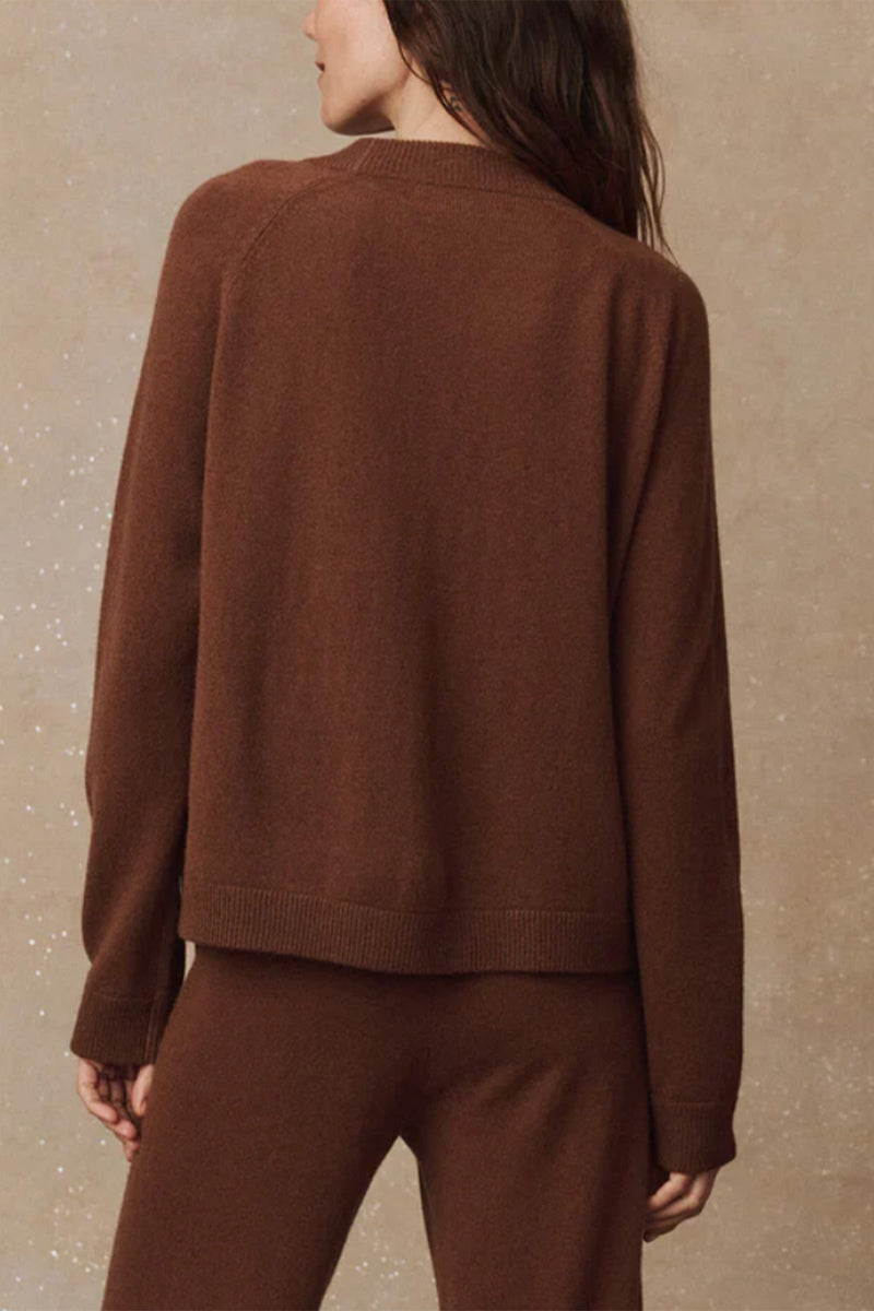 The Cashmere Varsity Cardigan in Santal