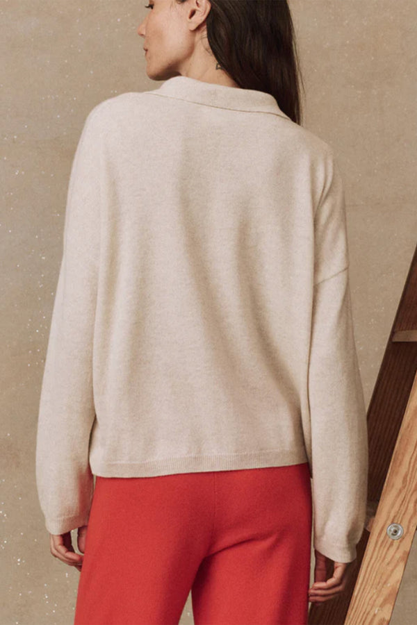 The Cashmere Polo Sweater in Ivory