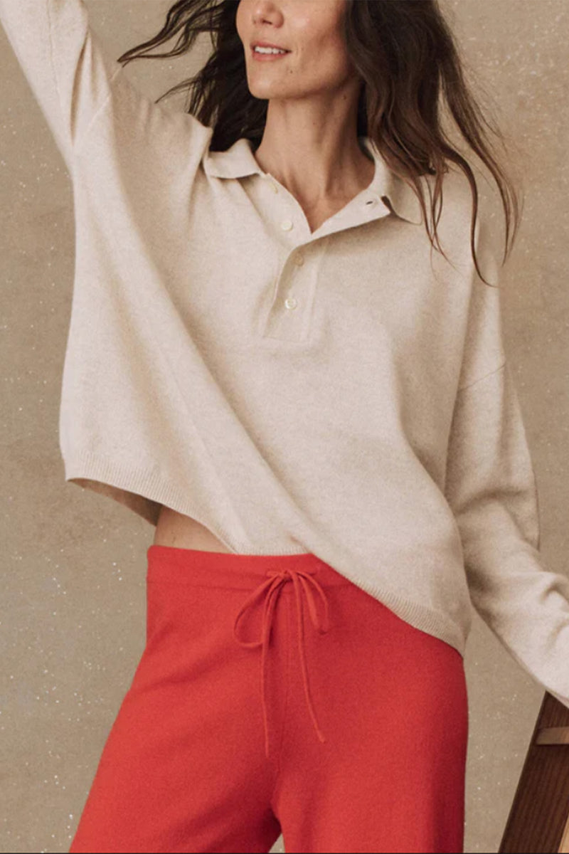 The Cashmere Polo Sweater in Ivory