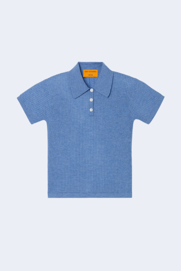 Shrunken Cashmere Polo in French Blue