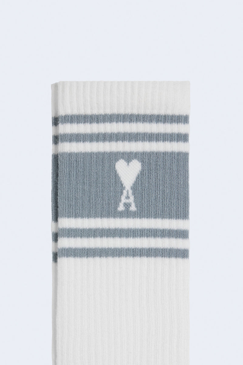 New Adc Striped Socks in Clay Blue