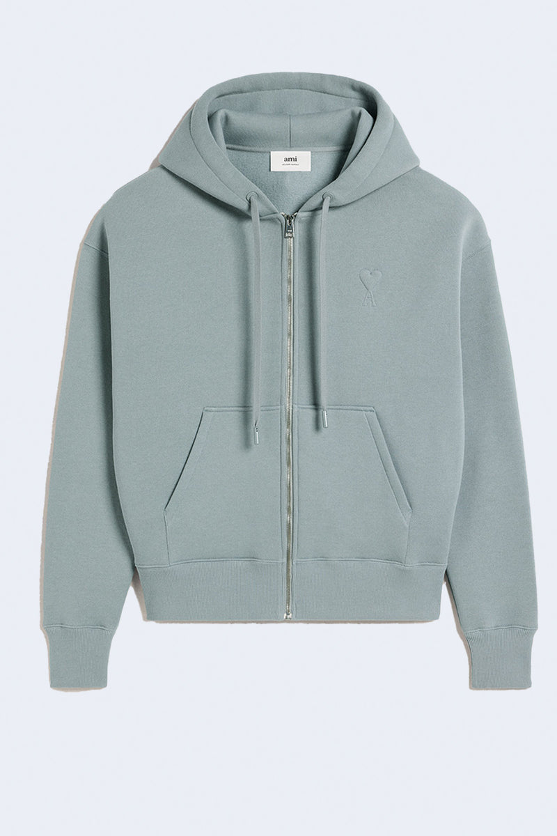 Embossed Hoodie in Clay Blue