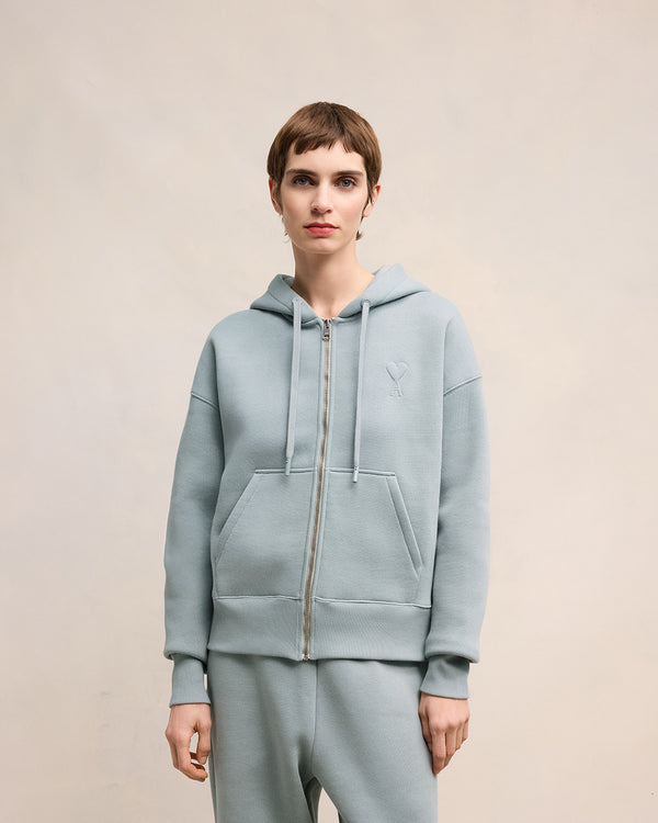 Embossed Hoodie in Clay Blue