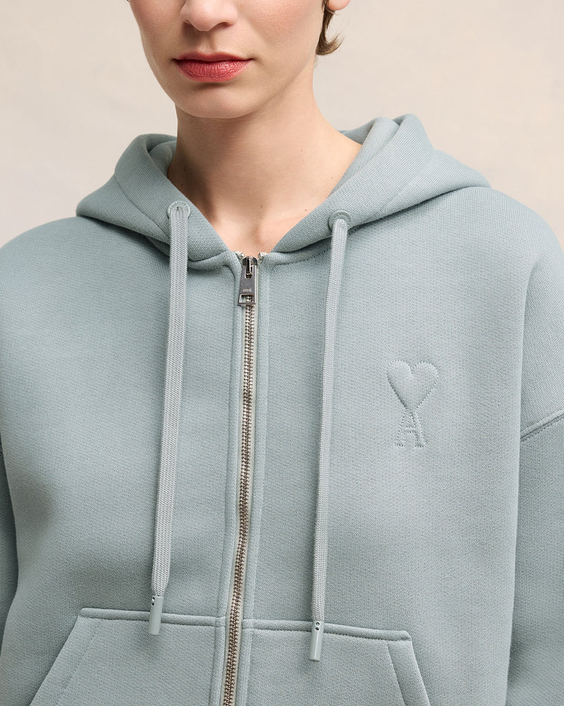 Embossed Hoodie in Clay Blue