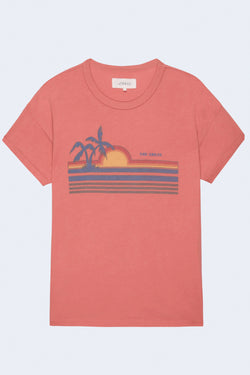 The Boxy Crew W/ Sunset Graphic in Coral