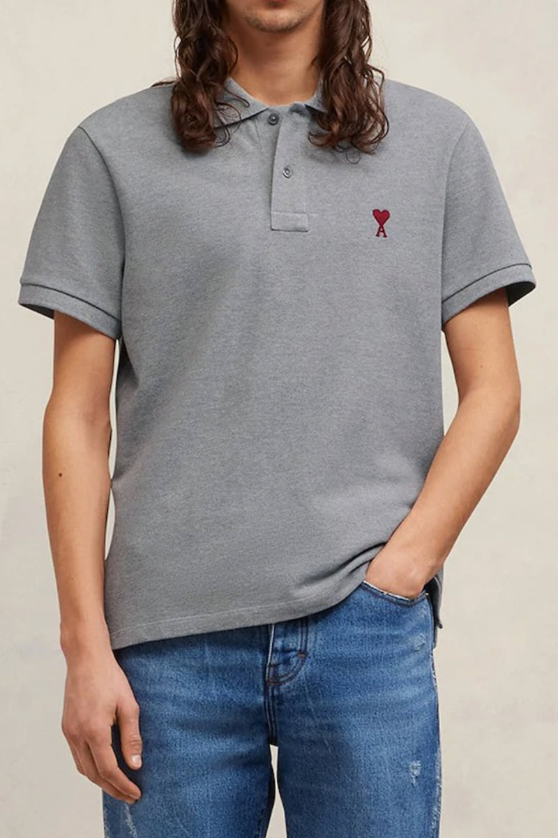 Ami De Coeur Polo Shirt in Heather Ash Grey