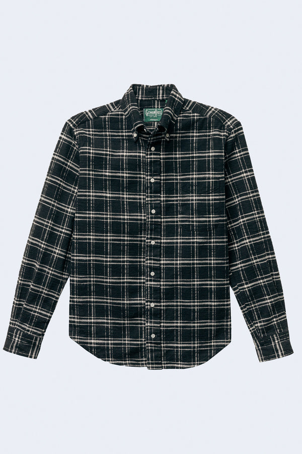 Long Sleeve Button Down Slubbed Twill Shirt in Black