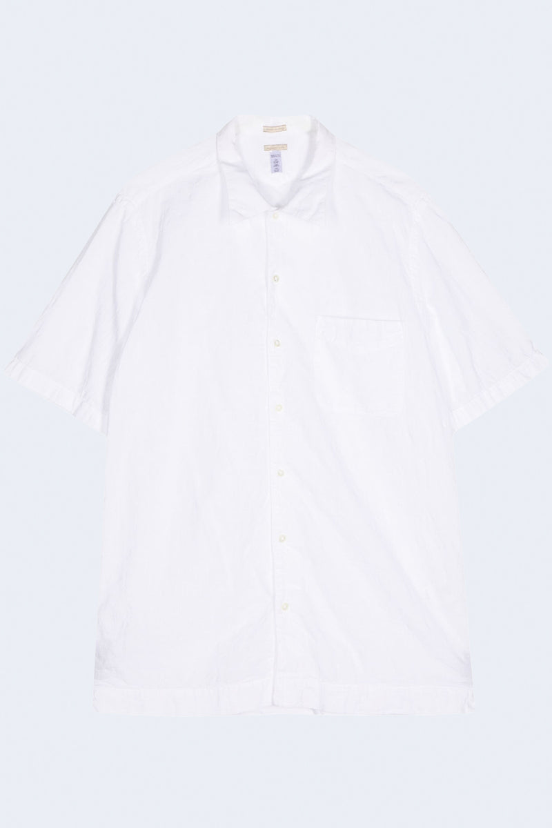 Venic Regular Fit Short Sleeve Shirt With Chest Patch Pocket And Bowling Collar in Bianco