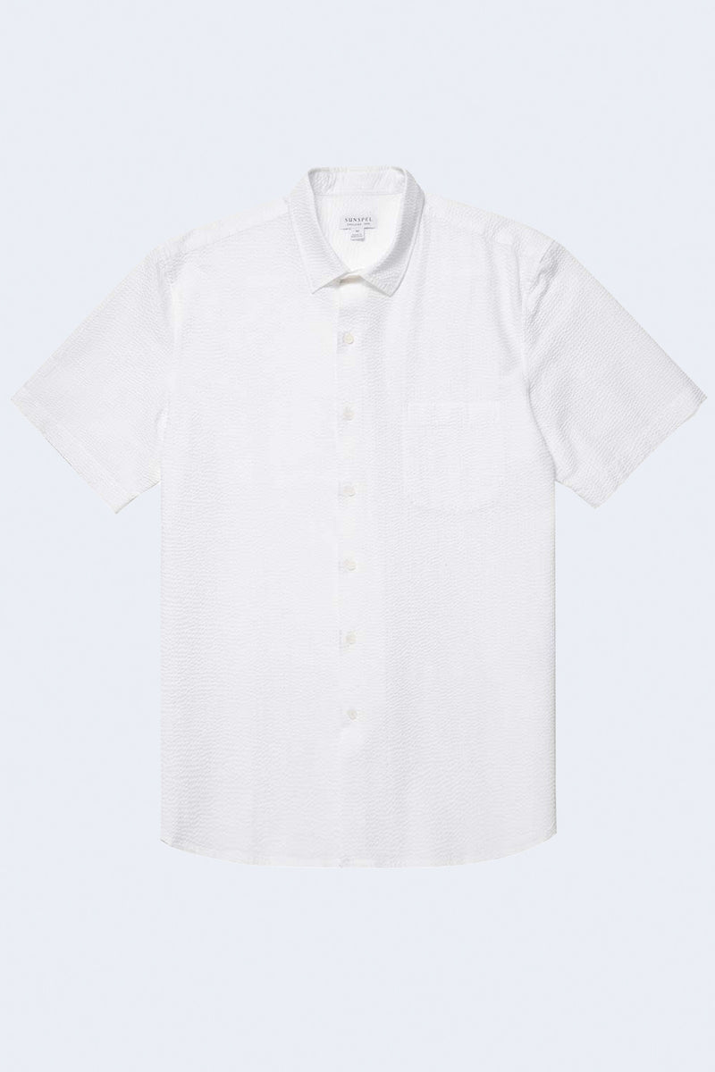 Linen Short Sleeve Shirt in White