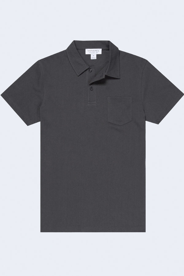 Riviera Short Sleeve Polo Shirt in Charcoal