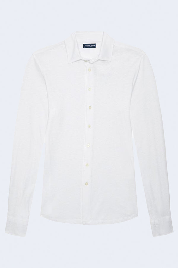 Marcio Linen Blend Jersey Shirt in White