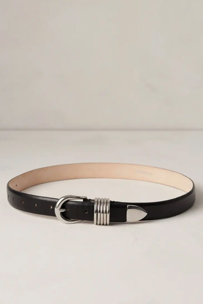 Hollyhock Silver Polished Belt in Black