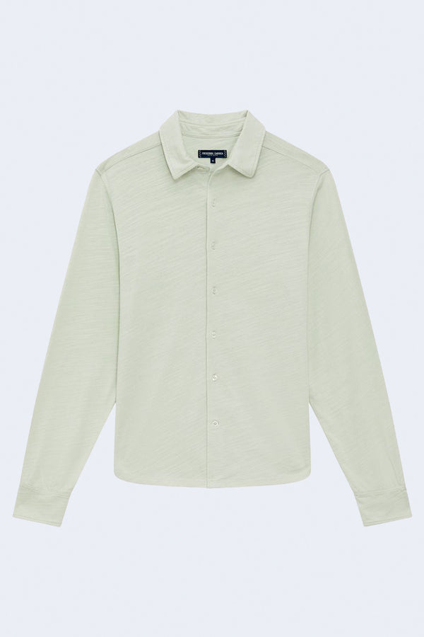 Marcio Long Sleeve Linen Blend Jersey Flame Shirt in Mineral