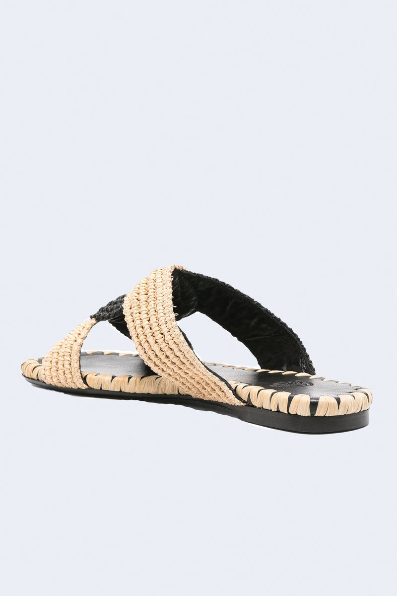 Prado Rafia Slide in Natural/Negro