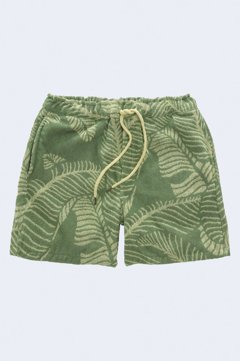 Printed Terry Shorts in Banana Leaf