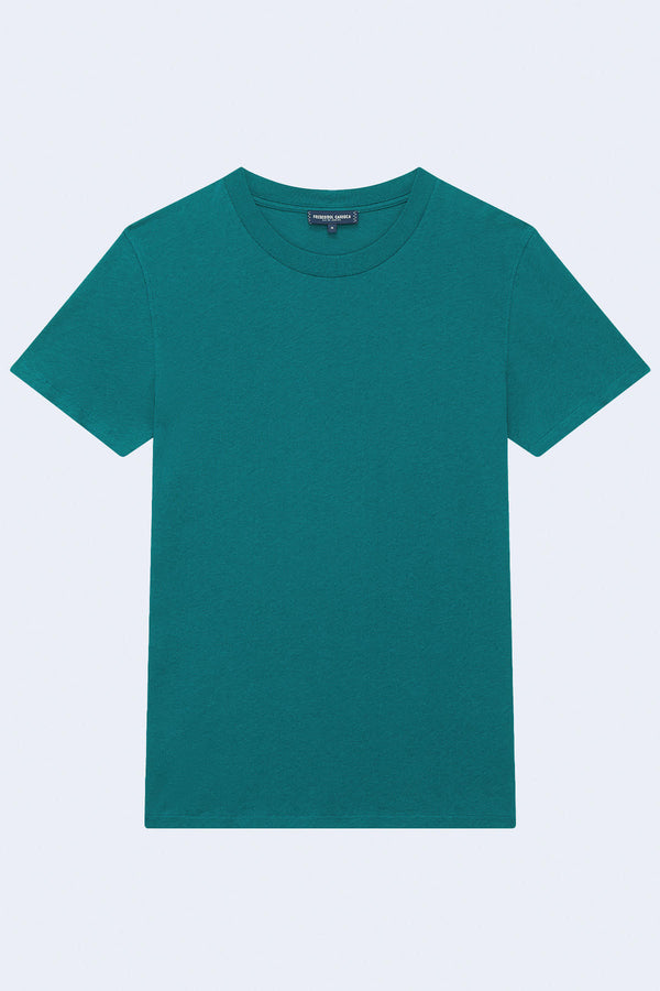Lucio Linen Blend T-Shirt in Peacock Blue