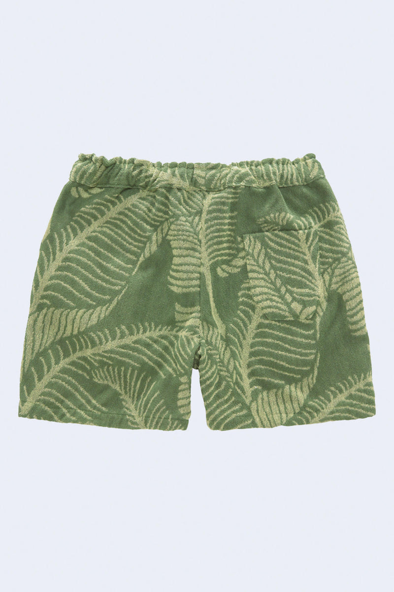 Printed Terry Shorts in Banana Leaf