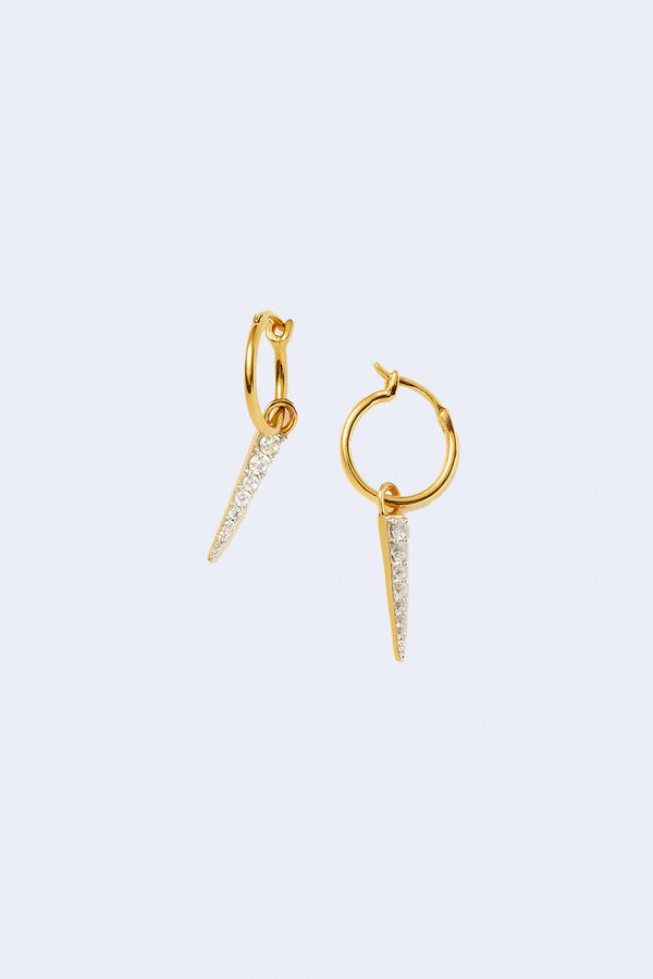 Mini Pave Spike Charm Hoop in Gold