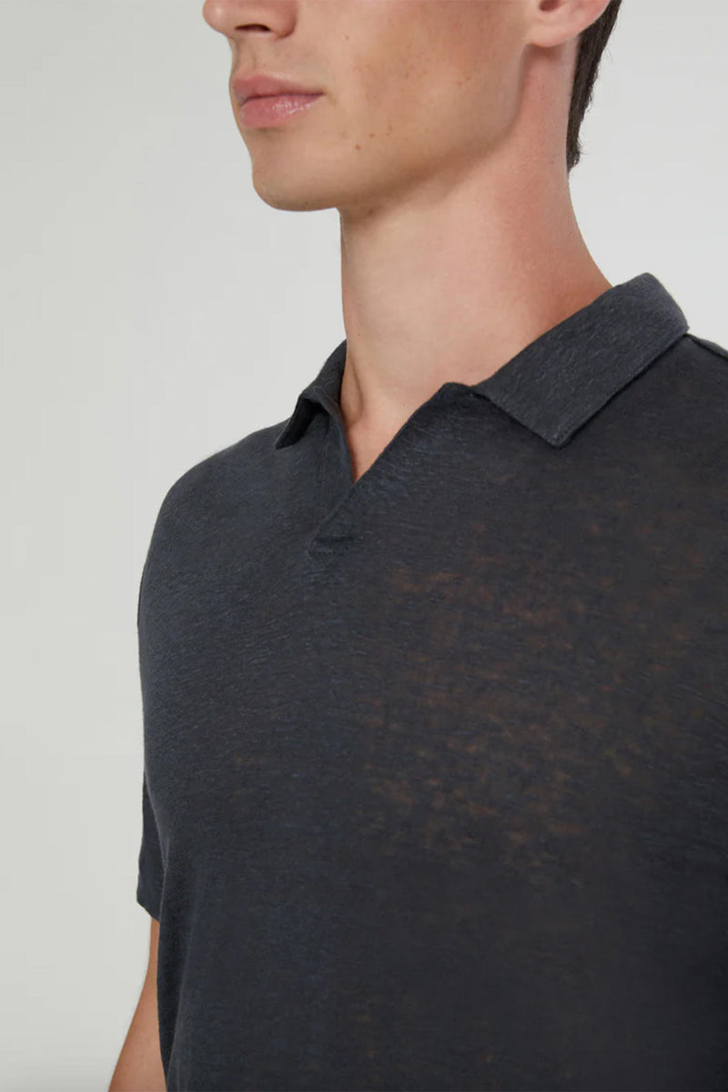 Men's Shaun Linen Polo in Gunmetal