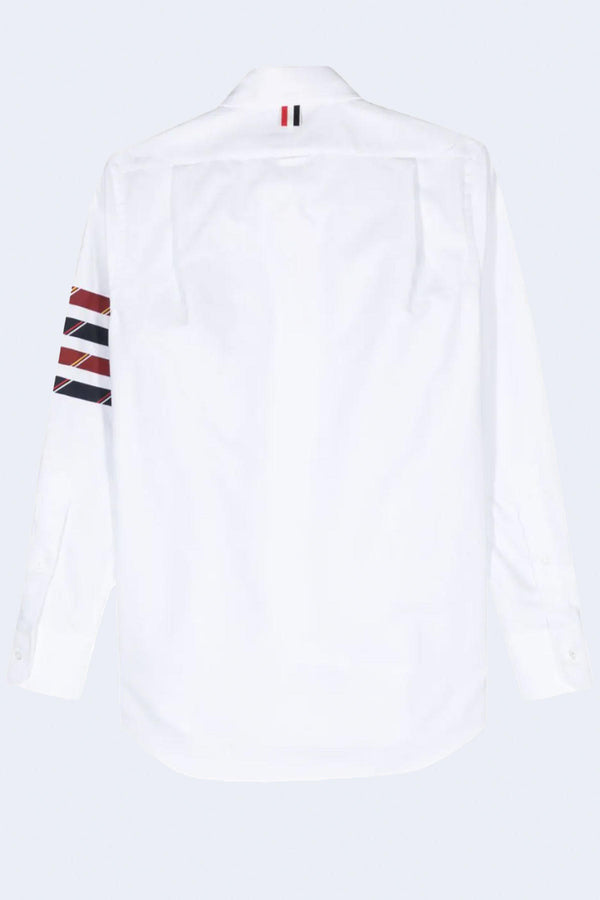 Straight Fit Oxford Shirt W/ Seamed 4 Bar Shadow Stripe Mogador in White
