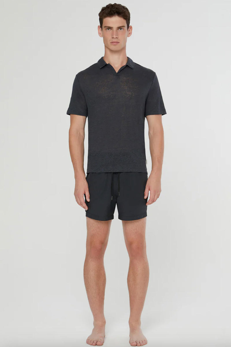 Men's Shaun Linen Polo in Gunmetal