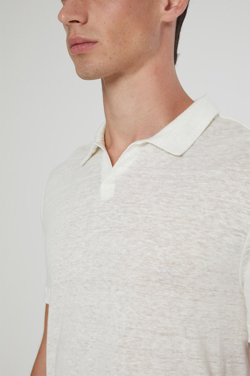 Men's Shaun Linen Polo in White