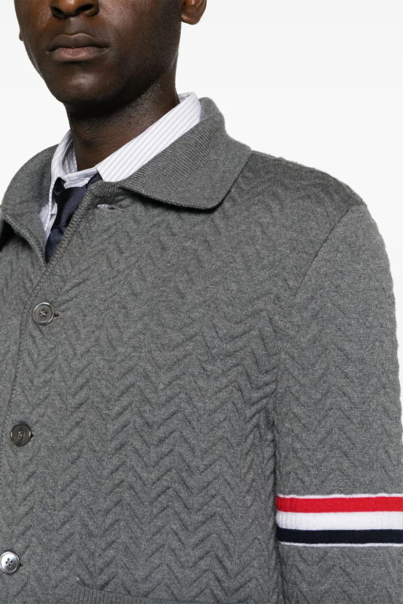 Herringbone Quilted Jacquard Work Jacket in Med Grey