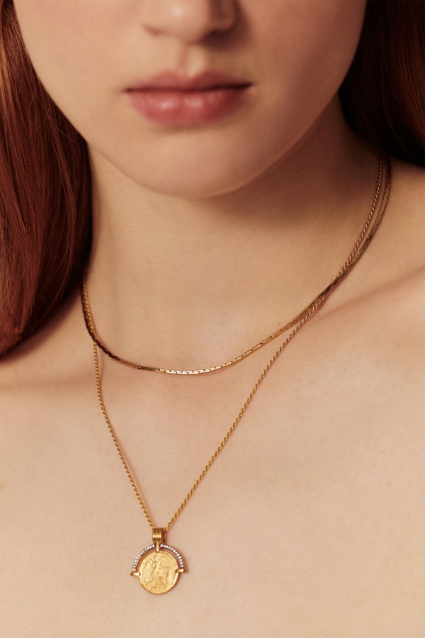 Lucy Williams Cobra Snake Chain Necklace in Gold