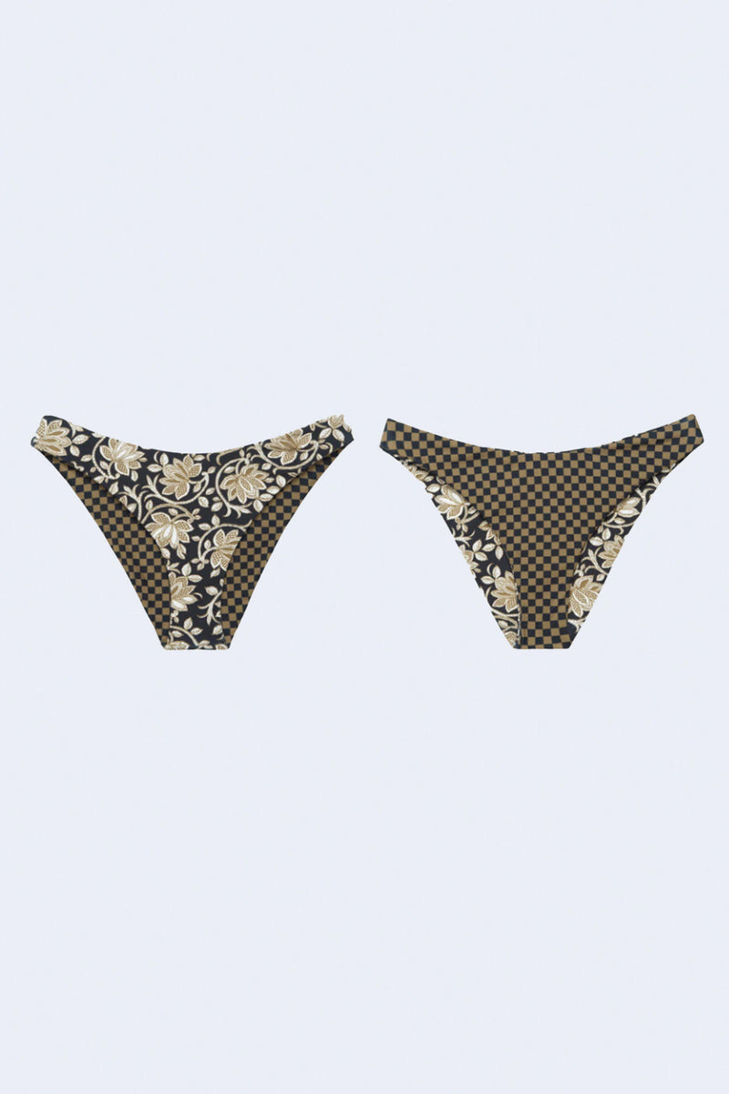 The Reversible Cheeky Brief in Black Oasis Floral & Bronze Check