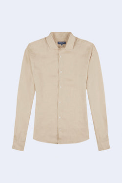 Antonio Linen Long Sleeve Shirt in Sand Dune