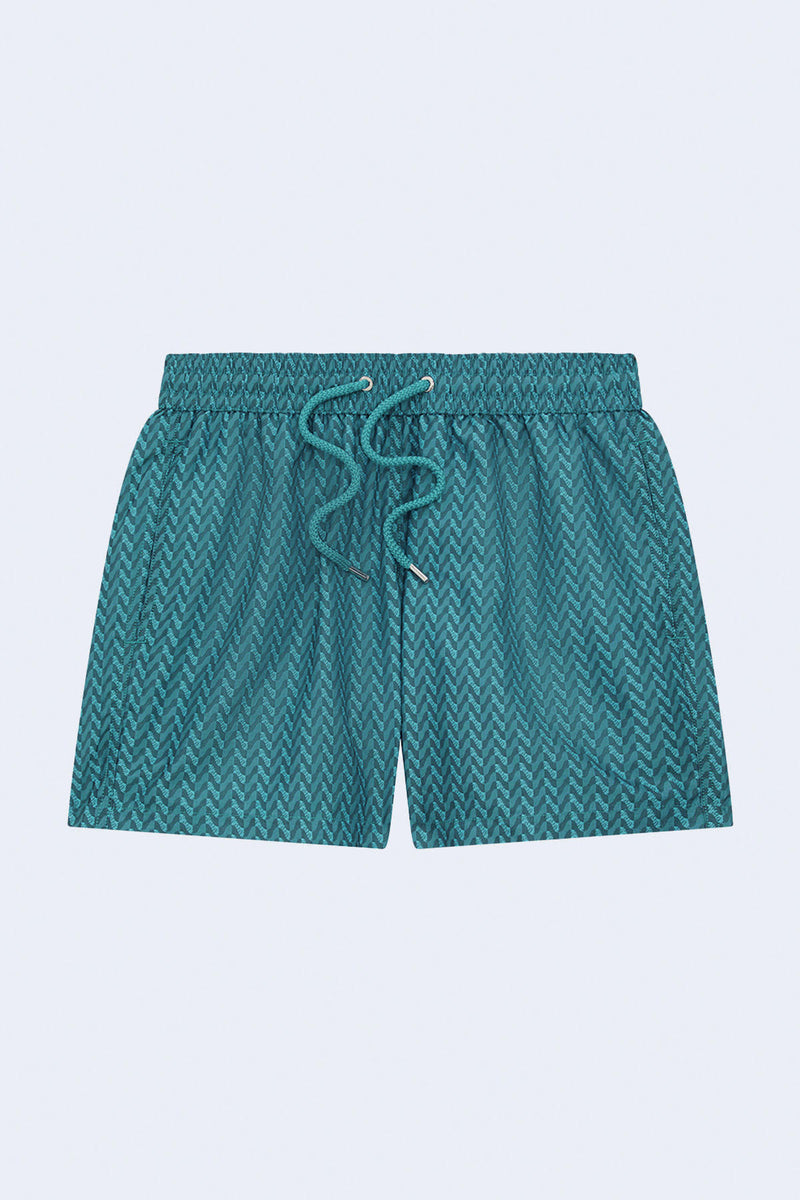 Sport Swim Short Copacabana Herringbone Jacquard in Peacock Blue