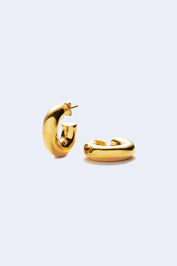 Gold Medium Chubby Hoop Earrings in Gold